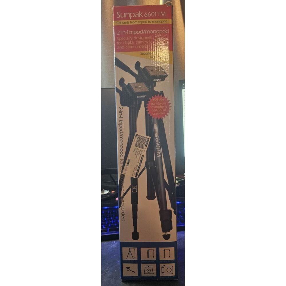Sunpak 6601TM Tri-Monopod Aluminum Tripod Converts to Monopod w/ Quick Release